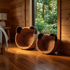 Cesta de Almacenamiento de Fibra Natural, Cesto Tejido con Forma de Elefante, Cesto para Juguetes Hecho a Mano, Organizador Novedoso de Artesanía Balinesa, Decoración para el Hogar - Product Image 2