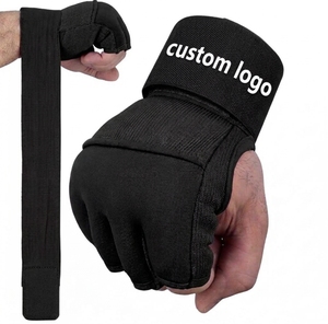 Vendas de boxeo negras con soporte para muñeca, para entrenamiento de MMA y kickboxing, con acolchado de gel absorbente de impactos para entrenamiento con saco de boxeo pesado. - Product Image 1