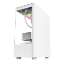 Châssis de jeu en verre Midi Tower Full white couleur pleine vue supportant la carte mère ATX