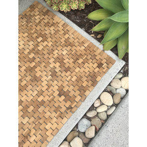 Alfombrilla de Ducha Antideslizante Moderna Reversible de Madera de Teca y Plástico, Alfombrillas de Baño con Patrón Sólido Hechas a Máquina para Uso en el Baño - Product Image 1