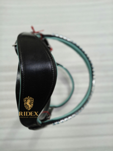 Ensemble de bridon en cuir pour cheval avec cristaux, harnais d'équitation anglais, frontale et muserolle rembourrées pour le dressage - Product Image 5