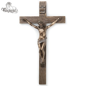 DISEÑO VERONESE - SAN MIGUEL DESTRUIDO AL DEMONIO CON CRUCIFIXO, PLACA DE PARED OVALADA - DECORACIÓN DEL HOGAR, ARTESANÍA DE RESINA, PINTADO A MANO, EUROPA - Product Image 6