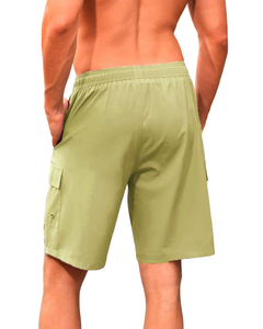 Short de sport tricoté pour homme, couleur unie, taille élastique à cordon, idéal pour la plage et la natation, personnalisable avec logo OEM - Product Image 2