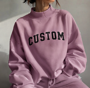 เสื้อพูลโอเวอร์คอเต่าทรงโอเวอร์ไซส์สำหรับผู้หญิง ผ้าเทอร์รี่หนานุ่ม สวมใส่สบาย สไตล์ลำลองแนวสตรีท พร้อมส่ง - Product Image 1