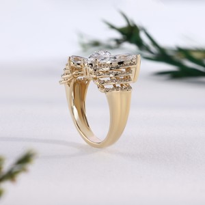 Yellow <b>Gold</b> Butterfly Marquise Pear CutLab Grown Diamond Engagement Statement <b>Ring</b> Luxury <b>Cocktail</b> <b>Ring</b> Fine Jewelry Gift Women - Product Image 5