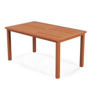 Tavolo da Pranzo da Esterno in Legno Massello con Foro per Ombrellone per 6 Persone - Product Image 1