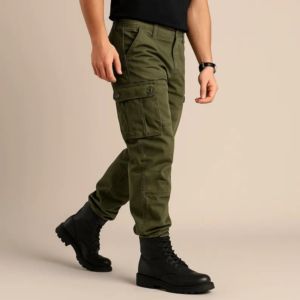 Pantalon cargo vert sur mesure pour homme, coupe slim, multi-poches, décontracté - Product Image 1