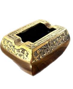 ที่เขี่ยบุหรี่ทองเหลืองโบราณทรงสี่เหลี่ยม ของตกแต่งวินเทจสำหรับวางบนโต๊ะ ของสะสม ของขวัญสำหรับผู้สูบบุหรี่ - Product Image 4