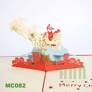 Best Selling Custom 3D Laser Cut Handmade Santa Sky Design <b>Paper</b> Greeting Cards Souvenir Merry Christmas Birthdays Weddings UV - Product Image 4