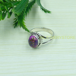 Top Quality Purple Copper Turquoise <b>Ring</b> 925 Sterling Silver <b>Ring</b> | Handmade <b>Statement</b> <b>Ring</b> | Unique Gemstone Jewelry for Women - Product Image 3