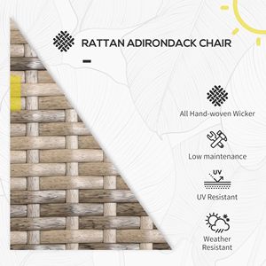 Sedia Adirondack da Esterno per Tutte le Stagioni con Schienale Alto Curvo, in Vimini e Rattan, per Patio ed Eventi, Comoda e Morbida, Ideale per Bracieri - Product Image 3