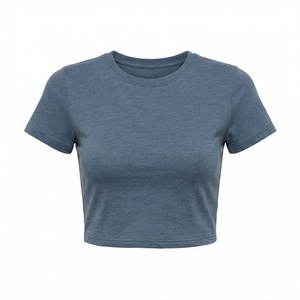 T-shirts courts sexy en coton pour femmes, respirants, unis, haut de gamme, vêtements de sport décontractés, tendance, mode - Product Image 1