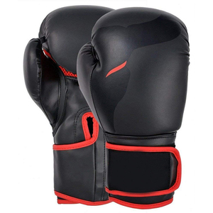 Custom Made <b>Black</b> & Red New Design Boxing Gloves <b>Wrap</b> Wrist Leather MMA Gloves - Product Image 1