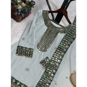 Conjunto Dupatta hermoso y parte inferior superior de ropa de fiesta para mujer de diseñador - Product Image 6