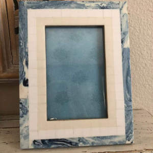 Luxury Blue Bone Inlay Wooden Photo <b>Frame</b> Handmade Marble Pattern Picture <b>Frame</b> Decorative Tabletop Desktop Display <b>Frame</b> Home - Product Image 1