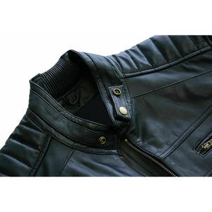 Chaqueta de Cuero Genuino Estilo Café Racer Negra (Hombros Acolchados) - Product Image 3
