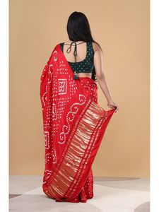 Indian Party Wear Handloom Bandhani Silk <b>Saree</b> for Women - Product Image 2
