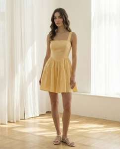 Vestido Transpirable de Verano Estilo Francés con Cuello en U, Patrón Jacquard, Silueta Tipo Capilla, Cintura Ajustada y Lateral, Vestido Maxi Midi - Product Image 2