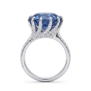 Platinum Round Brilliant Cut Lab Diamond Engagement <b>Ring</b> Baguette Side Stones Cute Style Third Party Certified Women's Jewelry - Product Image 1