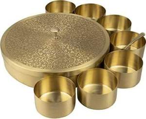 Caja de Especias India de Latón Antiguo con 7 Recipientes Extraíbles, Apta para Lavavajillas y Horno, Utensilios para Hierbas y Especias de Metal por HF CRAFTS - Product Image 2