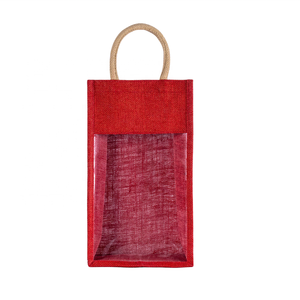 Sac porte-bouteille réutilisable en jute naturel avec sangle réglable pour la randonnée et le camping - Product Image 1