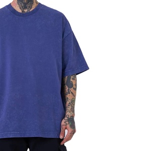 Camiseta Vintage de Punto 100% Algodón para Hombre, Talla Grande, 250 g/m², Corte Holgado, Antiarrugas, Cuello Redondo - Product Image 4