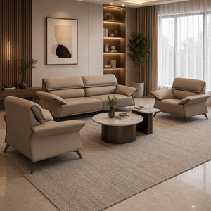 INTELLIGENTIA <b>WOODS</b> Modern Luxury Leather <b>Sofa</b> Set 1+3+1 Seater with Solid <b>Wood</b> <b>Frame</b> & High Density Foam for Living Room Home - Product Image 3