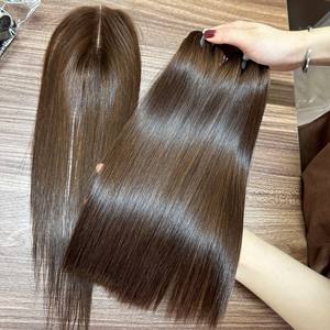 Extensions de cheveux naturels vietnamiens de haute qualité, super double drawn, tissage double trame, en paquet, avec closure en dentelle pour perruques - Product Image 1