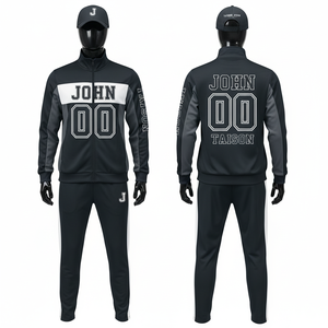 Premium 220 GSM polyester spandex women american football training suit black <b>white</b> contrast panel tracksuit heat transfer logo - Product Image 5