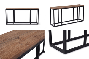 Table console moderne en bois recyclé de qualité supérieure, avec structure en métal robuste, écologique et durable, prix d'usine en gros - Product Image 2