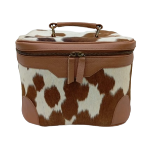 Bolsa de Cosméticos de Cuero Vacuno con Patrón de Caramelo Vintage Premium, Reutilizable, de Gran Capacidad, con Asa - Product Image 2