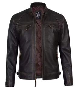 แจ็กเก็ตหนังทางการคอตั้งโลโก้ด้านหน้า - Product Image 1