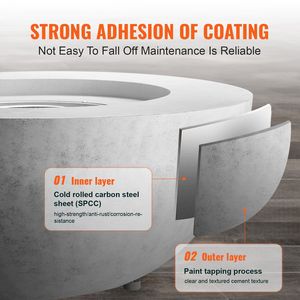 Brasero au propane avec plateau en béton, 39 pierres de lave, couvercle et housse de protection contre la pluie, hauteur de flamme réglable pour le camping en plein air - Product Image 4