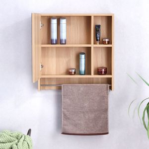 Armadietto a Specchio da Bagno a Parete con Mensole e Portasciugamani, Mobiletto Portamedicinali Sopra il WC - Product Image 3