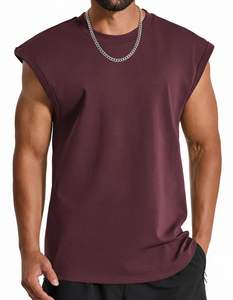 2026 OEM Custom Fitness Stringer Muscle Sleeveless Oversized <b>Maroon</b> Color Sports Running Polyester Gym tank <b>Tops</b> for Men - Product Image 1