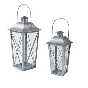 Fantastic Selling High Class Gray Finished Metal & Glass Home Decor Candle <b>Lantern</b> For Garden & Farms Handmade <b>set</b> of 2 - Product Image 1