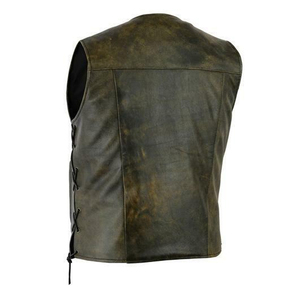 Chaleco de Cuero Suave Personalizable para Hombre con Cierre de Botones, Color Negro Sólido, Transpirable, Cuello en V, Largo, para Verano - Product Image 2