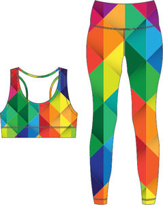 Ensemble de yoga pour femme : Soutien-gorge de sport et leggings à imprimé géométrique, taille haute, longueur intégrale, dos nageur, col rond, extensible dans les quatre sens, vêtements de sport - Product Image 5