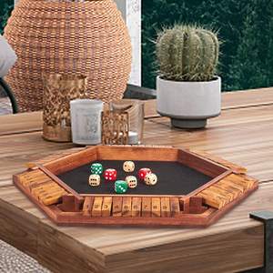 Juego de mesa de dados en caja de madera, clásico juego Shut The Box con dados para diversión familiar - Product Image 4