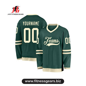Jersey de Hockey sobre Hielo Personalizado 2026, Verde, Cuello en V, Manga Larga, Logotipo de Equipos Sublimado, Poliéster Transpirable, Unisex para Adultos - Product Image 2