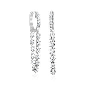 Boucles d'oreilles créoles pendantes en diamant de laboratoire rond, couleur DEF, clarté VS VVS, en or massif 10K 14K, boucles d'oreilles créoles minimalistes fines en diamant - Product Image 4