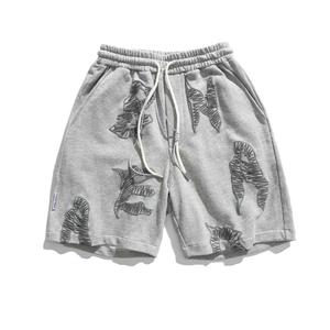 Shorts en jean déchiré uni pour hommes, coupe slim décontractée, taille haute, fermeture à cordon, séchage rapide, respirant, 100 % coton, vente en gros - Product Image 5