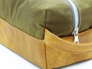 Custom Logo Vintage Waxed Canvas Leather Toiletry Bag <b>Mens</b> Shaving Dopp Kit Travel Cosmetic Organizer <b>Pouch</b> Case LCTB-0090 - Product Image 6
