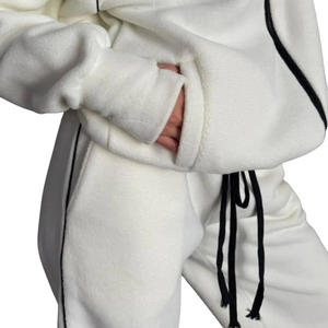 <b>Women</b> Fleece Full Zip Tracksuit Set Stand Collar Jacket Loose Straight Leg Trousers Casual Winter Two Piece <b>Lounge</b> Outfit - Product Image 6