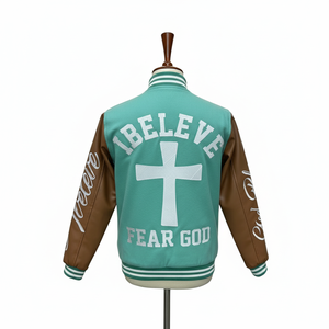 Fabricante de Chaquetas Personalizadas de Alta Calidad con Letras de Moda, Chaqueta Varsity de Béisbol para Hombre con Logotipo Impreso Personalizado - Product Image 2