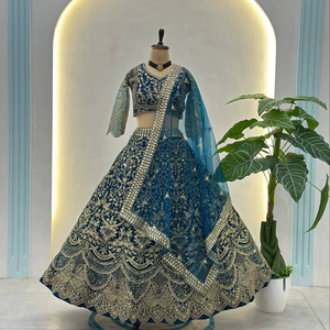 Ramdev Trading Women's Traditional Soft Butterfly Net Lehenga Choli <b>Sequins</b> Embroidery Recycled <b>Materials</b> Net Dupatta Set All - Product Image 1