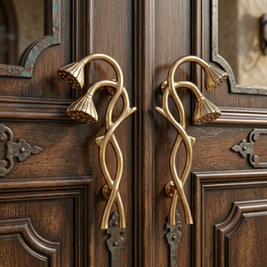 Tirador de Mueble Decorativo Floral de Lujo en Latón Macizo con Diseño de Lirio de los Valles para Uso en Hoteles Modernos, Tirador Botánico para Cajones - Product Image 3