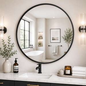 Espejo Redondo de Pared Minimalista Hecho a Mano con Tiras de Bambú 18x14 Ecológico Venta al por Mayor |   Aqudus Saleem - Product Image 2