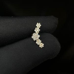 Diamond Flower Stud Earring In 14K Solid Gold With Internally Threaded <b>Flat</b> Back Design Dainty <b>Piercing</b> <b>Jewelry</b> For Women Gift - Product Image 3