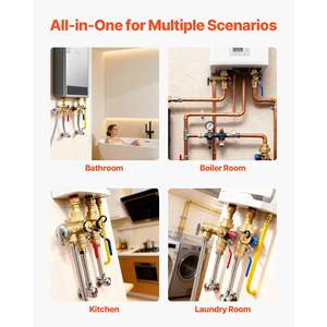 Vannes d'arrêt d'isolation NPT 3/4 pouce, kit de vanne de service de décharge de pression, laiton sans plomb pour la plupart des chauffe-eau sans réservoir - Product Image 6